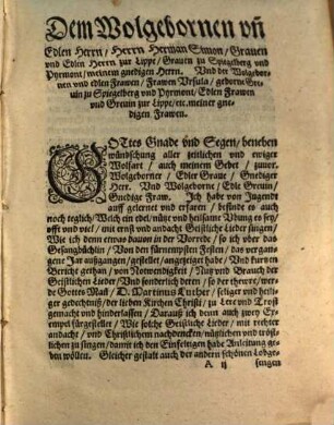 Cithara Lvtheri, 1. Die Schönen, Christlichen, Trostreichen Psalmen und Geistlichen Lieder, des Hochwirdigen thewren Lehrers und Diener Gottes: D. Martini Lvthers