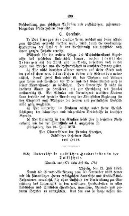 Unterricht in weiblichen Handarbeiten in der Volksschule : [V. Elementarschulwesen]