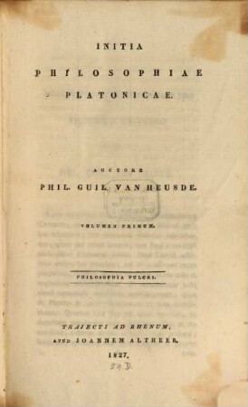 Initia philosophiae Platonicae. 1, Philosophia pulcri