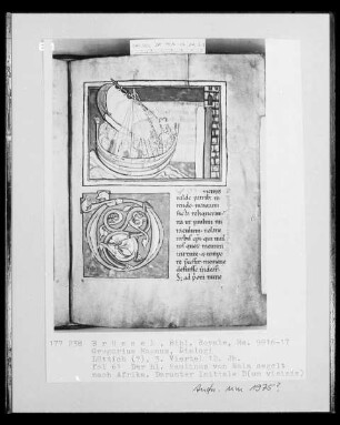 Ms 9916-17, Gregorius Magnus, Dialogi, fol. 61: Der heilige Paulinus von Nola segelt nach Afrika
