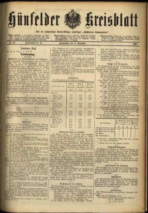 Erste Ausgabe vom Samstag, den 11. Dezember 1915.