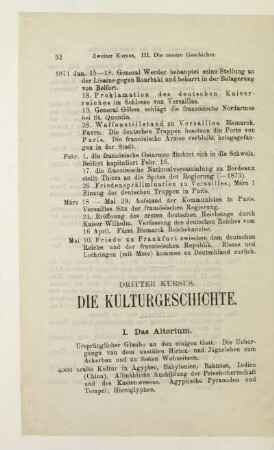 Dritter Kursus. Die Kulturgeschichte