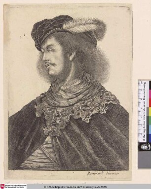 [Porträt eines jungen Mannes mit Federhut; Young man, Bust turned to left. Wears beret with feather in it]