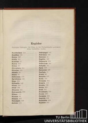Register derjenigen Gattungen, von denen zu den Freilandstauden gerechnete Arten beschrieben werden.