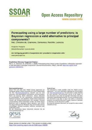 Forecasting using a large number of predictors: is Bayesian regression a valid alternative to principal components?