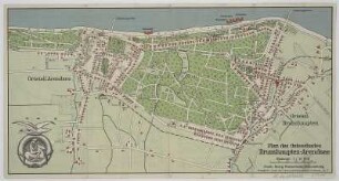 Plan von Kühlungsborn (ehemals Brunshaupten-Arendsee), 1:10 000, Mehrfarbendruck, um 1937 : Plan des Ostseebades Brunshaupten-Arendsee. - 1:10 000. - Braunschweig : Westermann , [1938]. - 1 Plan : Mehrfarbendr. ; 38 x 19 cm. Titel unten rechts. - Mit 1 Wappen. - Ohne Kt.-Netz. - Auf Rücks.: 1 Nebenkt. u. Erl.