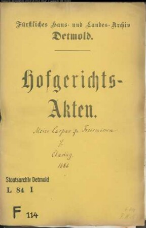 Freismissen, Kaspar, Meier zu gegen Johann Clausings Witwe - Schuldforderung