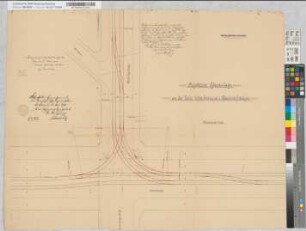 Straßenbahnstrecke Hauptbahnhof- Hansemannplatz-Karlsgraben. Geplante Gleisanlage an der Ecke Hochstraße/Bahnhofstraße