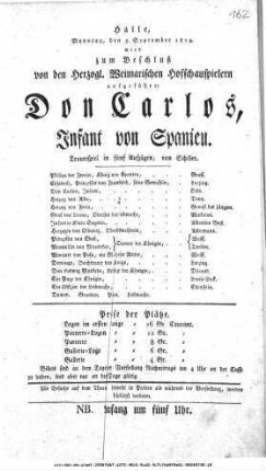 Don Carlos, Infant von Spanien