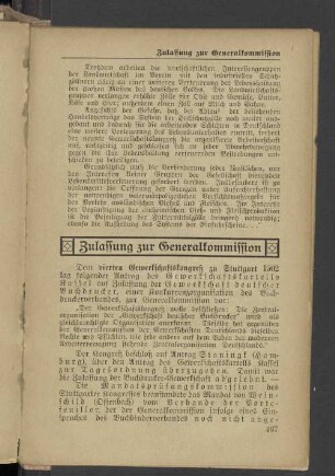 Zulassung zur Generalkommission