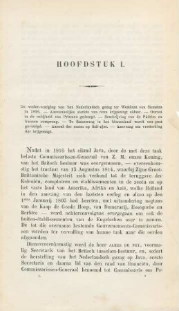 Hoofdstuk I. De weder-vestiging van het Nederlandsch gezag ter Westkust van Sumatra in 1819. - ...
