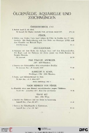 Ölgemälde, Aquarelle und Zeichnungen (Nr. 1-169)