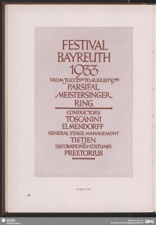 Festival Bayreuth 1933