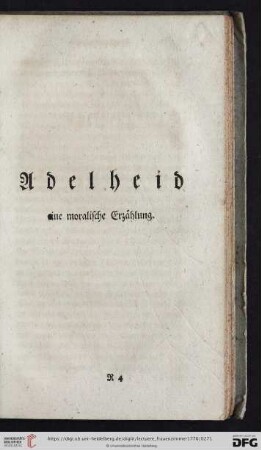 Adelheid eine moralische Erzählung