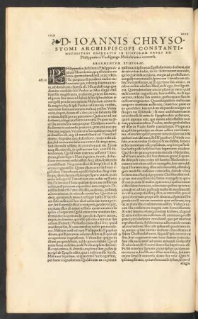 D. Ioannis Chrysostomi ... Enarratio In Epistolam Pauli Ad Philippenses ...
