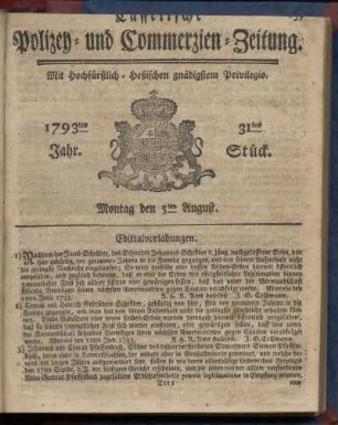 31tes Stueck, Montag den 5ten August 1793