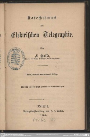 Katechismus der elektrischen Telegraphie