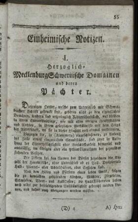 I. Herzoglich-MecklenburgSchwerinsche Domainen und deren Pächter