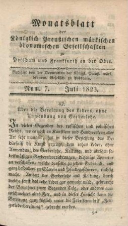 Num. 7. Juli 1823.
