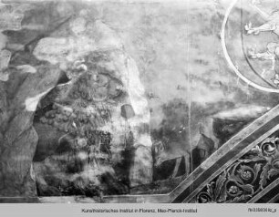 Biblische und hagiographische Szenen, Fabeln, Jagd-, Kampf- und Monatsdarstellungen (v. d. Rest. 1978/79) : Fabel vom Löwen und Fuchs von Aesop