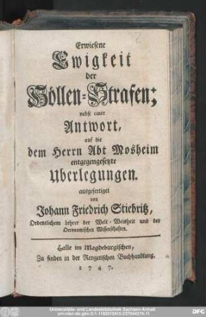 Erwiesene Ewigkeit der Höllen-Strafen