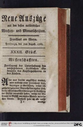 (XXXII. Stück. Freitags, den 5ten August - XXXV. Stück. Freitags, den 25ten August)