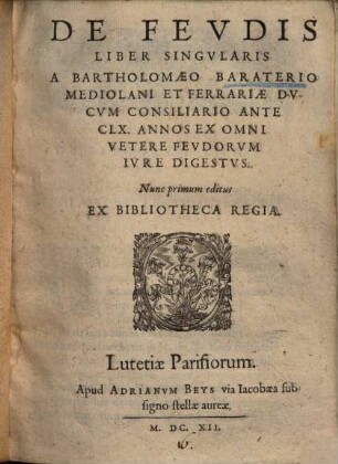 De Fevdis Liber Singvlaris