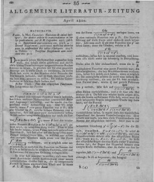 Legendre, A. M.: Exercises de calcul intégral sur divers ordres de transcendantes et sur les quadratures. Paris: Courcier 1811
