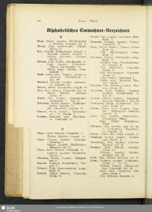 Einwohnerverzeichnis : Alphabetisches Einwohner-Verzeichnis