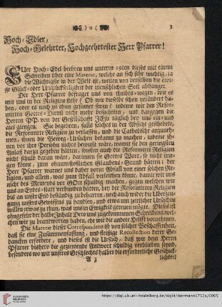 Hoch-Edler, Hoch-Gelehrter, Hochgeehrtester Herr Pfarrer!