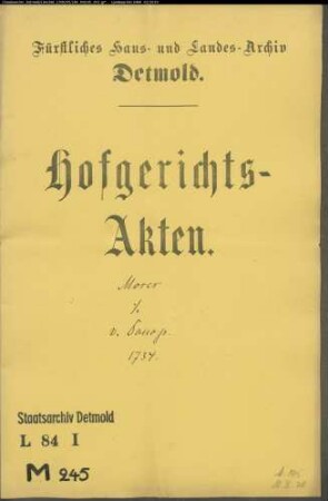 Moses, Aaron, Hoffaktor gegen Kapitän von Donop zu Blomberg - Schuldforderung