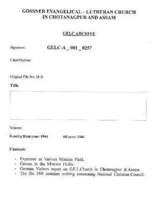 Correspondence with National Christian Council (India,Burma,ceylon)