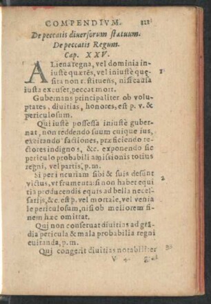 De peccatis diversorum statuum. De peccatis Regum. Cap. XXV.