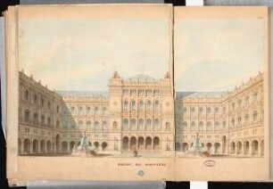Berliner Rathaus (Rotes Rathaus) Schinkelwettbewerb 1857: Perspektivische Ansicht Haupthof