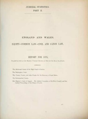 Judicial statistics, England and Wales. Part 2, Civil judicial statistics, 1878,2 (1879)
