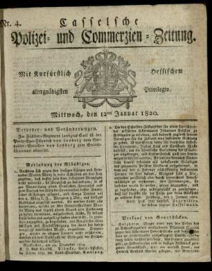 Nr. 4, Mittwoch, den 12ten Januar 1820