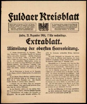 Zweite Ausgabe vom Montag, den 21. Dezember 1914.