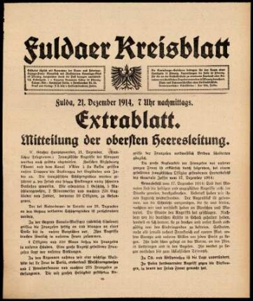 Zweite Ausgabe vom Montag, den 21. Dezember 1914.