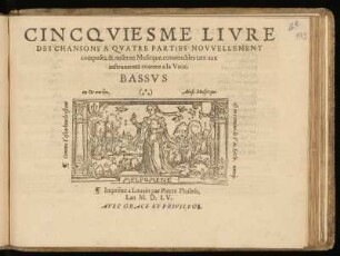 Cincquiesme livre des chansons a quatre parties ... Bassus