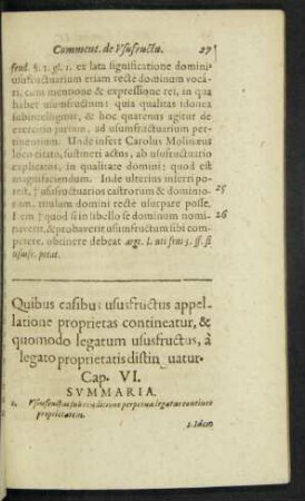 Quibus casibus ususfructus appellatione proprietas contineatur ... Cap. VI.
