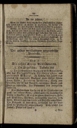 Der andere weitläuftigere geographische Unterricht.