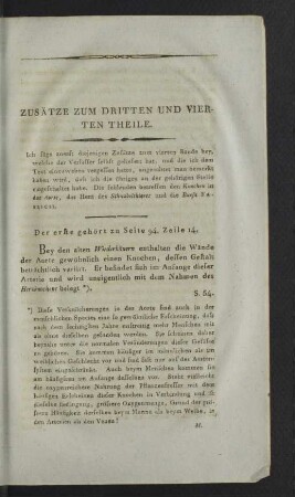 Zusätze zum dritten und vierten Theile.