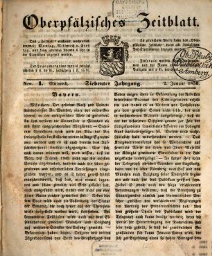 Oberpfälzisches Zeitblatt, 1850 = Jg. 7