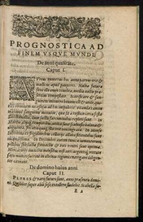 Prognostica Ad Finem Usque Mundi.