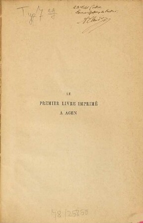 Le premier livre imprimé à Agen