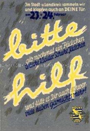 Aufruf der Volkssolidarität Leipzig zu einer Kleidersammlung