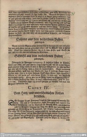 CAPUT IV. Vom Hartz/ und unterschiedlichen Arthen derselben.
