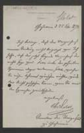 Brief von Christian Holst an Unbekannt