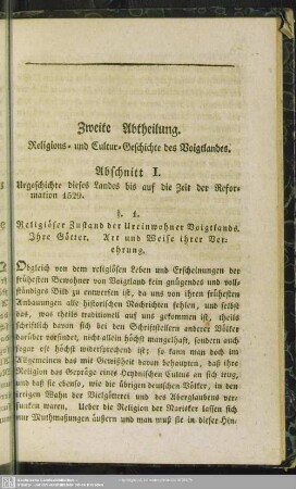 Zweiter Abtheilung. Religions- und Cultur-Geschichte des Voigtlandes