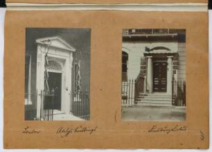 Adelphi Buildings, London. Finsbury Circus, London: Ansichten Portale (aus: Skizzen- und Fotoalbum 26)